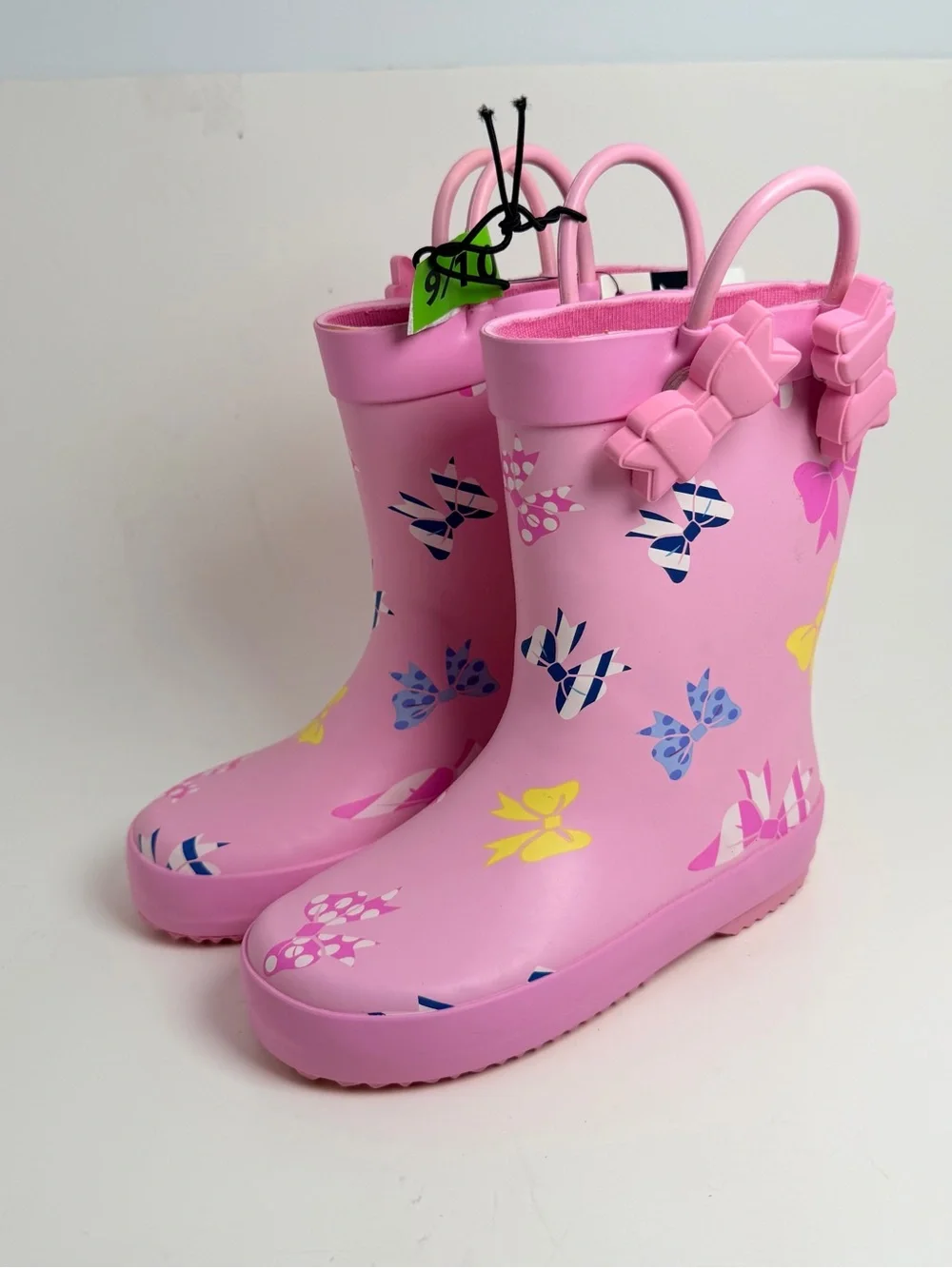 Girls' Pink Butterfly Rain Boots with Bow Handles